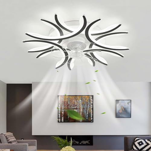 Diseño Ventilador De Techo Con Luz Y Mando A Distancia Regulable Reversible 6 Velocidades, Función De Memoria, Silencioso Para Dormitorio Y Salón