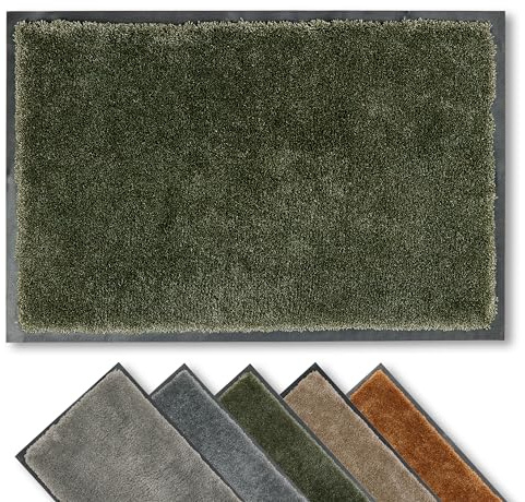 Rutschfeste Schmutzfangmatte innen weich - Moosgrün 40 x 60cm (Rechteckig) | Pflegeleichte Sauberlaufmatte Eingang Fussmatte rutschfest Läufer Flur waschbar per Hand Türmatte PVC frei Fußmatte indoor