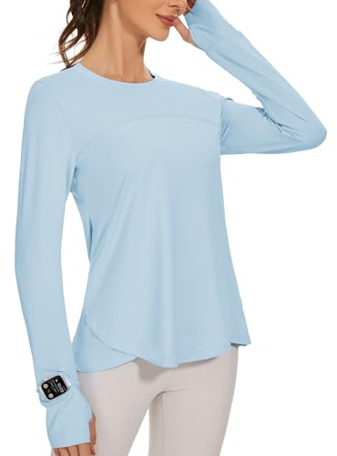 IECCP Sport Bluse Damen Langarm Activewear-T-Shirts UPF 50+ UV Schutz Sonnenschutz Langarmshirts Schlanke Passform Mit Daumenloch Rashguards Sportshirt