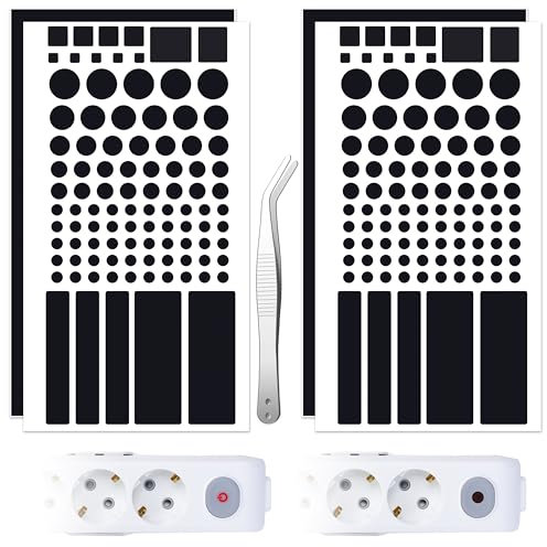 Abdunklungsfolie Lichtdimmer Folie Selbstklebend LED Abdeckung für Router Dimming Sticker für Elektronik TV Router 4 Blätter Dimmen 90% mit 1PCS Pinzette