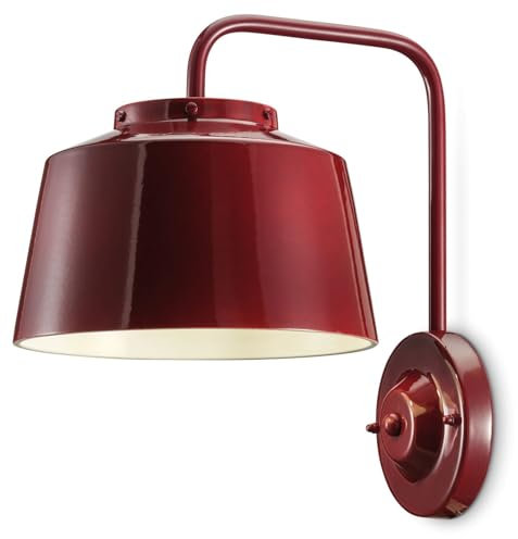 Licht-Erlebnisse Wandlampe Keramik Metall Bordeaux Rot H: 34 cm E27 Downlight Retro Design Keramikleuchte Wohnzimmer Wandleuchte Küche