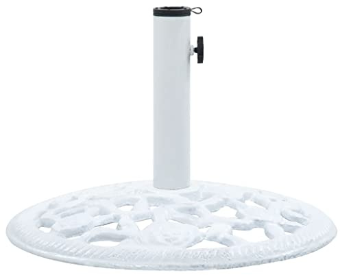 Iiaky Socle de Parasol Blanc 12 kg 48 cm Fonte,Pied De Parasol,Pied De Parasol Lourd,Pied De Parasol sur roulettes