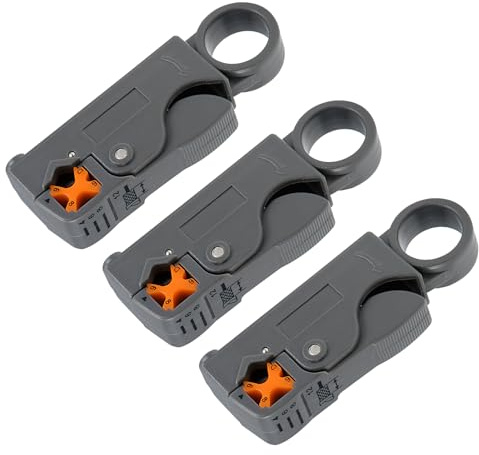 sourcing map Rotary Coax Coaxial Cable Stripper Cutter Tool for RG58/59/62/6/3C2V/4/5C Wire Stripper Network Tool SK-5 Wire Cutters Plier Wire Strippers Cutting Pliers Crimper 3, Gray