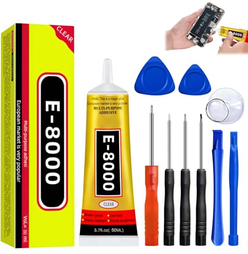 Allony Pegamento para Móviles, Transparente, Adecuado para Reparar Pantallas Táctiles, Monitores y Piezas de Carcasa - 50ml