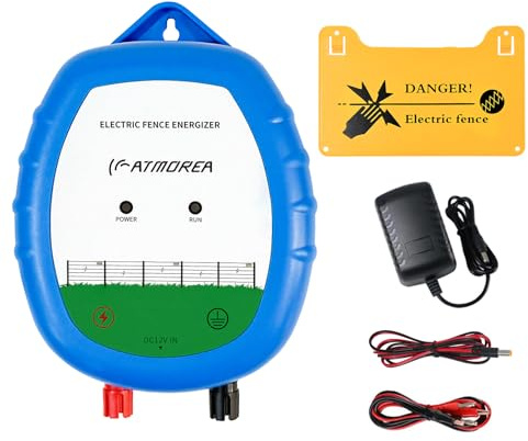 ATMOREA Electric Fence Charger - Multi-Powered, 8 kV, 0.5 Joules Output Energizer, Ideal for Livestock, Pet, Poultry, Gardens, Orchards Protection - Up to 5-Mile Range