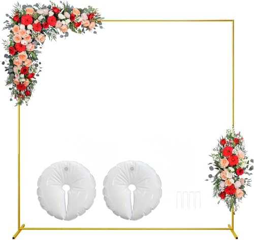 Fiita Verstellbarer Tischständer mit Klemmen 2M X 2M Länge, Metall, verzierter Blumen-Tischbogen für Hochzeit,Party-Dekoration Bogen Geburtstagsfeier Jubiläum Weihnachtsdekoration Zubehör