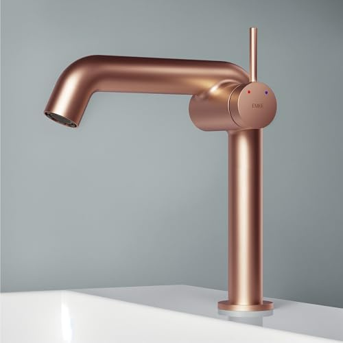 EMKE Wasserhahn Bad Rosengold, 222 x 200 x 76 mm, Messing, Keramikkartusche, Badarmatur, Wasserhahn mit Luftsprudler, Waschtischarmatur, Mischbatterie Waschbecken-Armatur einfache Installation