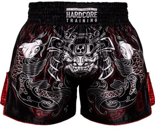 Hardcore Träning Muay Thai Shorts Japansk Cortoon Design Kickboxning MMA Kamp Sport Sparring Trunks Cage Fight (DE/NL/SE/PL, Alfa, L, Regelbunden, Regelbunden, Svart-röd)
