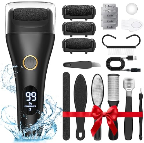 Lima eléctrica para pies, removedor de callos para pies, removedor de callos de pies ajustable de 3 velocidades con herramientas de pedicura 16 en 1, cuidado profesional de los pies, para eliminar la