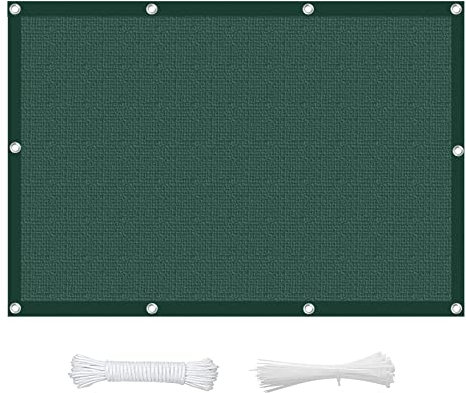 Premium Sonnensegel, rechteckig, 3,5 x 6 m, 95 % UV-Block, ideal für den Außenbereich, Terrassenüberdachung, atmungsaktiver Stoff, Dunkelgrün