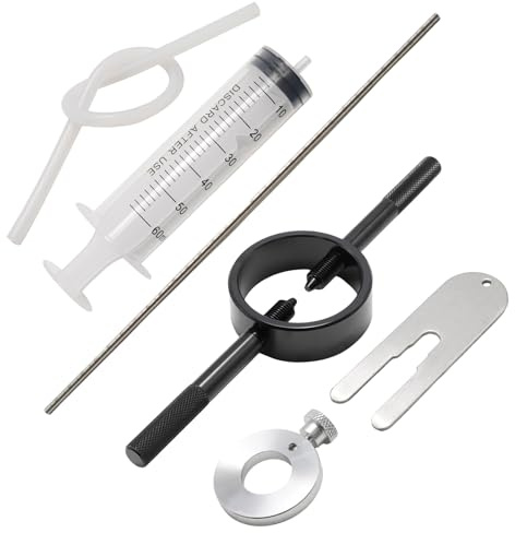 DUZFOREI Kit di attrezzi per manutenzione forcella tipo 1, strumento universale per livello olio, compressore a molla forcella, adatto alla maggior parte delle moto da strada e a forcella invertita