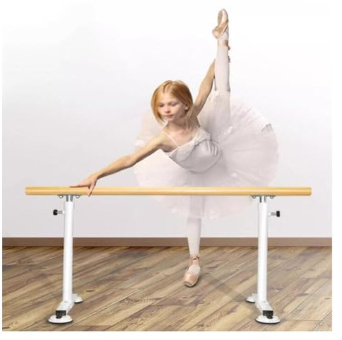 GLJTUO Doppelte Ballettstange, Tragbare Fitness-Gymnastik-Stretching-Stange, Freistehendes Tanzübungsgerät Für Das Studiotraining,White-100cm