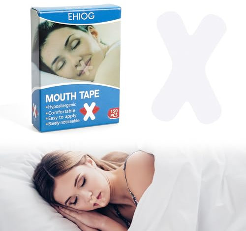 150 Stück X-Form Mundpflaster Schlafen – Mouth Tape for Sleeping – Atmungsaktiv Transparent Anti Schnarch Mundtape für Besser Schlafen, Gegen Schnarchen