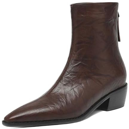 Onewus Stivaletti da donna Western | Stivali da cowboy alla moda per ufficio e tempo libero, Fodera sintetica marrone, 45 EU