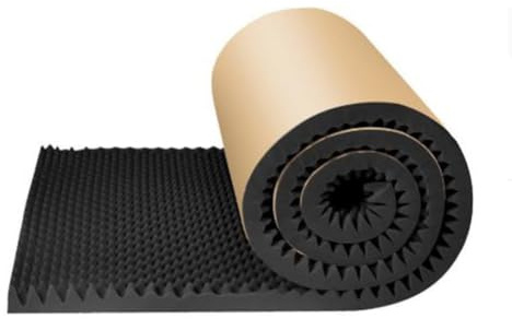Akustikschaumstoff Dämmmatte 200x50x2cm Gummi Baumwolle selbstklebend Schallschutz Platte für Studio Auto KTV Schwarz
