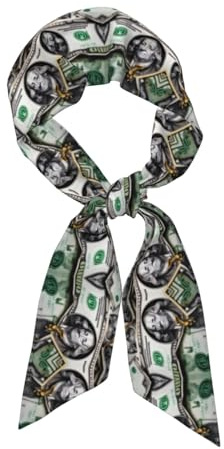 QAZWZML Sciarpe da donna con motivi di banconote, eleganti sciarpe di seta, possono essere utilizzate come accessori per borse, braccialetti o cravatte.