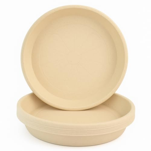 Home Garden Ornaments Soucoupe Pot Fleur 27cm Diamètre Beige Marbre Lot de 5 - Durable Soucoupe Ronde - Soucoupes pour Pots de Fleurs - Soucoupe Pot de Fleur Interieur (Beige Marbre)