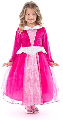 Little Adventures Deluxe Sleeping Beauty Hot Pink Princess Dress Up Costume (Small Age 1-3) - Machine Washable Child Pretend Play and Party Dress with No Glitter