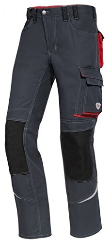 BP Comfort Plus 1803-720-5681 Arbeitshose - Gummizug im Rücken - Bundfalten - Normale Passform - Größe: 52l - Farbe: anthrazit/rot