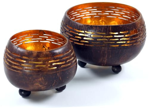 Guru-Shop Thé Exotique à la Noix de Coco en 2 Tailles, Taille : Grand (10x15cm), Lanternes Porte-lanternes Pour Bougies Chauffe-plat