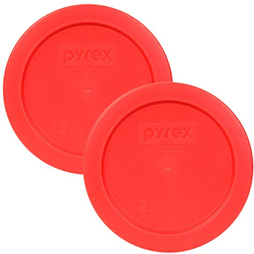 Pyrex Lot de 4 couvertures de rangement rondes pour bols en verre Rouge