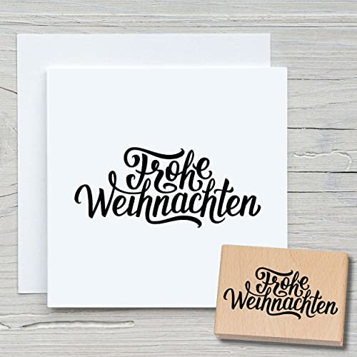 NEWSTAMPS Stempel Frohe Weihnachten 03 Motivstempel aus Holz & Gummi zum Karten und Geschenke basteln, Holzstempel für Weihnachtskarte, Advent, Schrift, Scrapbook, Textilstempel, Deko, Freunde