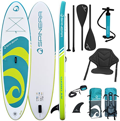 SPINERA Classic SUP 9'10 – Set mit Zubehör | Anfänger Stand Up Paddle Board aufblasbar mit Paddel, Pumpe, Dualpaddel -Kajak-Sitz & mehr je nach Variante