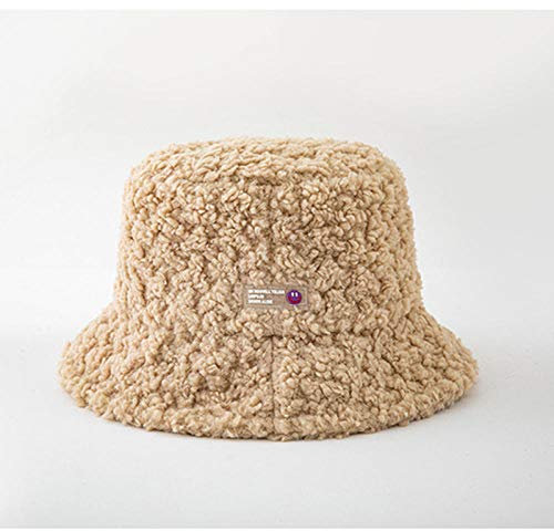 Bucket Hat Hut Damen Herren Mode Eimer Hut Frauen Männer Plüsch Warme Mütze Fischerhut Panama Mütze Lässig Sonnenhut-Khaki_M (56-58Cm)