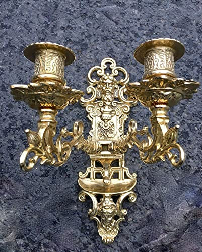 Wandleuchter Antik Kerzenhalter Klavierleuchter Messing Schwenkbar 2 Armig Wandkerzenleuchter Gold Wandkerzenhalter Wandapplike 82-262