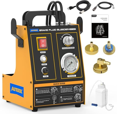 Purgeur de Frein Automatique 220V Purgeur de Frein Voiture Electrique 0.6~3 Bar Echangeur d'huile de Frein d’Automobile avec 3 Adaptateurs Appareil Purge Frein pour Benz, BMW, Skoda, Vw