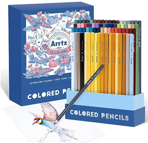 Arrtx Premium Juego 72 lápices de colores Profesionales, mina de lápiz suave de Colores, lápices colores para colorear adultos, profesionales, Ilustradores y principiantes