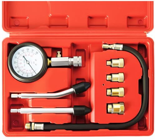 ATPEAM Compressiometre Essence, Testeur de Compression Cylindre 0-300 PSI, Manomètre de Pression Moteur avec 4 Adaptateurs pour Voiture et Moto M10 M12 M14 M18