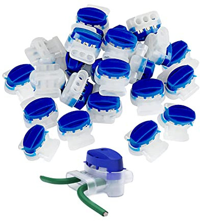 Qazuwa Kabelverbinder, 20 Kabelverbinder, gefüllt mit 314 Anschlüssen, wasserdicht, 314, Gel, Kunstharz, Anschluss für Roboter, Rasenmäher, ohne Abisolieren (blau)