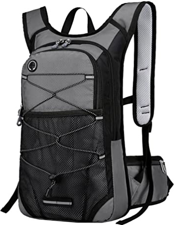 YuanDiann Fahrradrucksack 15L Leicht Wasserabweisend Kleine Wanderrucksäcke mit Netzrücken Dämpfung Herren Damen Outdoor Bike Reise Trekkingrucksack mit Trinksystem(Kein Wassersack) Grau
