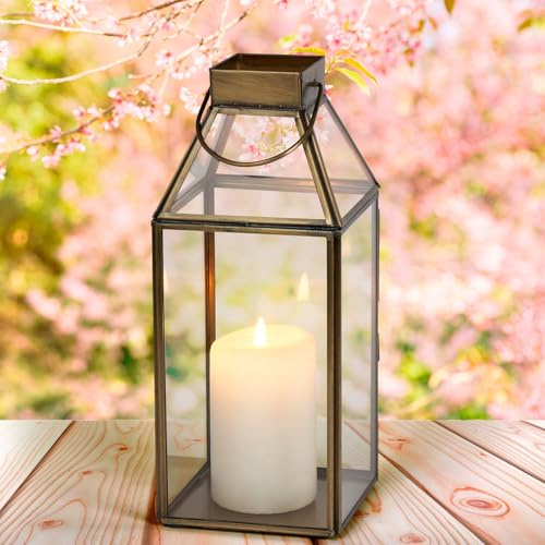 Orientalische Laterne Windlicht Mahdi aus Glas mit Tür 25 cm Wohndeko