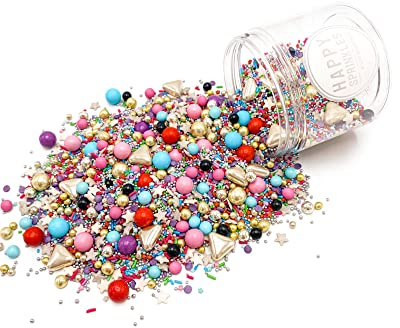Happy Sprinkles CELEBRATIONS -Streusel Kuchen Cupcake Torten Party Deko 90g | Bunter Streuselmix mit Schokolade, für Torten, Cupcakes & Kekse, ideal für Geburtstage & Kindergeburtstage
