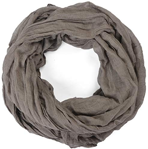 Miobo Loop halsduk crinkle halsduk halsduk enfärgad 70 x 180 cm vår sommar höst, Antracit rund, 180x70cm