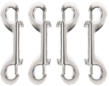 Qaziuy Doppelendige Bolzen-Karabinerhaken, Edelstahl, doppelseitige Clips, Trigger-Ketten-Clips, Mehrzweck-Hardware-Schnalle für Tauchen, Haustierketten, Camping, 4 Stück