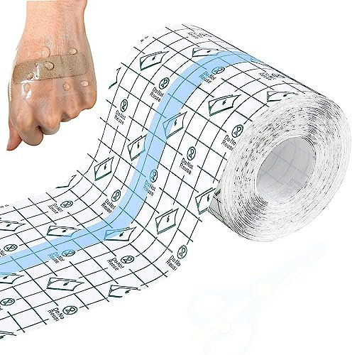 Zkaoai Wasserdicht Transparent Bandage, 10cm x 10m Duschpflaster Wasserfest Groß, Wasserfeste Pflaster Rolle, Selbstklebender Verband Tattoo Wasserdichtes Pflaster zum Sport Duschen