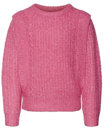 VERO MODA VMHAZEL LS O-Neck Jersey GA Boo Girl, Fucsia Morado/Detalle: Melange