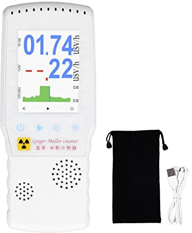 Tester per Radiazioni Nucleari Domestiche, Contatore Geiger con Ricarica USB, Rilevatore di Radiazioni Nucleari Portatile con Schermo LCD Grande per Apparecchiature di Test a Raggi X Beta Gamma per la