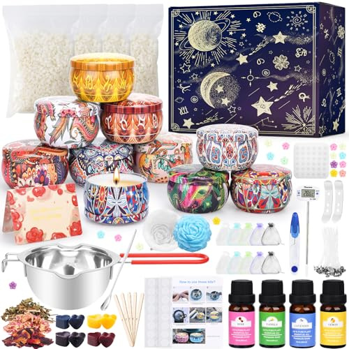 IGUGI Kerzen Selber Machen Set,DIY Duftkerze Geschenke Kerzenherstellung Kit,10 Kerzendosen,Kerzenherstellung Set für Kerzenanfänger DIY Kerzenherstellung Zubehör Set