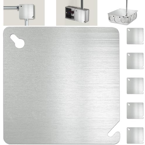 Laowu 6 Stück 10,2 cm elektrische Box Abdeckung Metall quadratische Abdeckung Abzweigdose Abdeckungen für 10,2 cm quadratische Dosen, 4 x 4 flache Blanko-Elektrobox-Abdeckungen, stabile Abdeckplatte