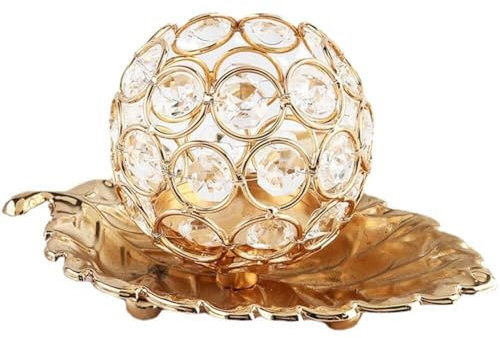Candelador De Cristal, Soporte De Luz De Té De Cristal Con Decoraciones De La Mesa De La Bandeja De Hojas Cena a La Luz De Las Velas Románticas Para Decoración De La Mesa De Comedor En El Hogar