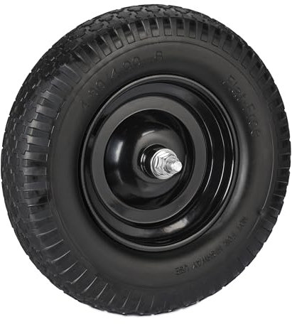 Relaxdays Ruota per Carriola 4.00-8, in Gomma Piena con ASSE, Ruotino Scorta Portapacchi, Antiforatura, 100 kg, Nero
