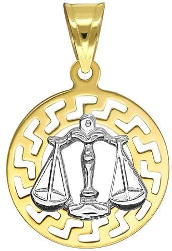 KingGold Waage Sternzeichen Anhänger Andenken mit Weißgold 585