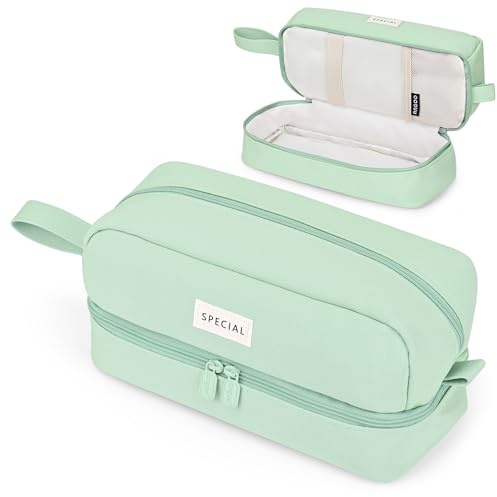 Yoeege Großästhetisches Federmäppchen für Studenten, Mädchen, Erwachsene, Frauen, Schule, Büro, Aufbewahrung, Make-up-Tasche, Grün, U49YX003G