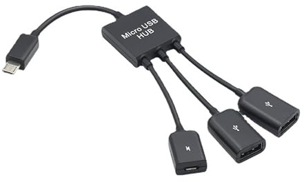 3in1 Micro USB To 2 OTG 3 Port HUB Cable Splitter Micro-USB Type-C Adapter Converter For Tablet Computer Mouse Keyboard Laptop Docking Station With Charging Monitor Hdmi-compatible-ports And Power Usb