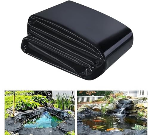 Yidelchon 0.12MM Teichfolie HDPE Teichplane 1x1m 2x3m 4x6m 3x5m 7x8m 10x15m Teichmembran Für Bachläufe,Koiteiche Folien,Aquakultur Unterlage, Fisch Und Pflanzenfreundlich(Size:5x12m)