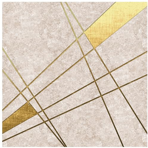wandmotiv24 Quadratische Fototapete Abstrakte goldene Linien, selbstklebende Strukturtapete 260g - Groß - (150x150cm) M0009